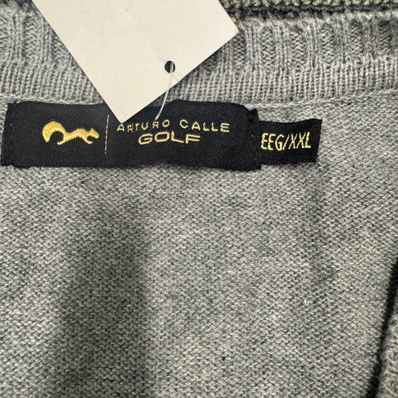 Arturo Calle Golf Mens V Neck Argyle Sweater Orange Blue Black Grey Size XXL - Picture 6 of 10